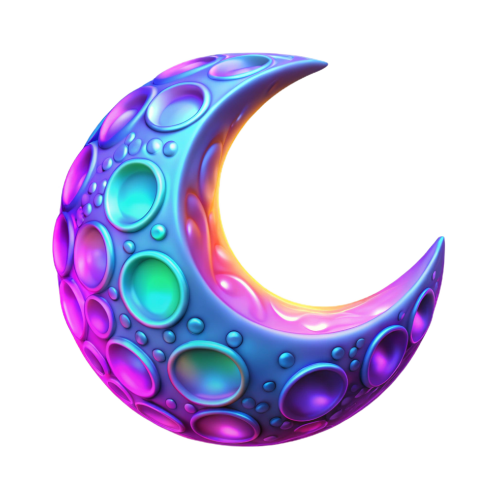 Crescent Moon 3D Render png