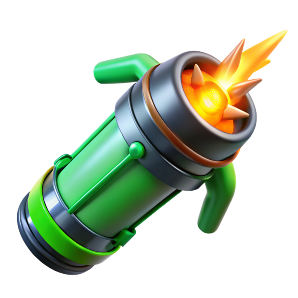 Green Rocket Engine 3D Render png