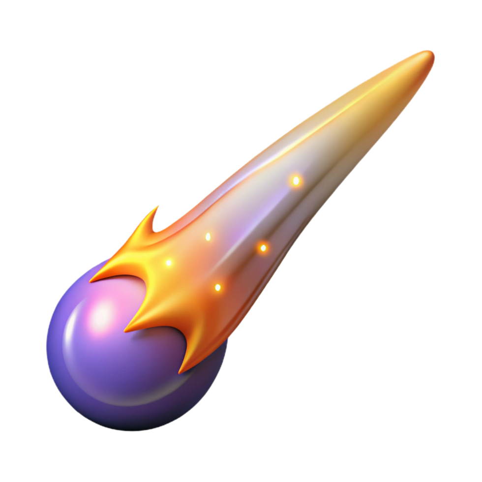 Glowing Comet 3D Render png