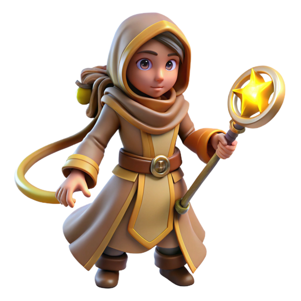 Young Wizard with Star Wand png