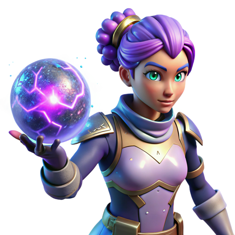 Fantasy Girl with Energy Orb png