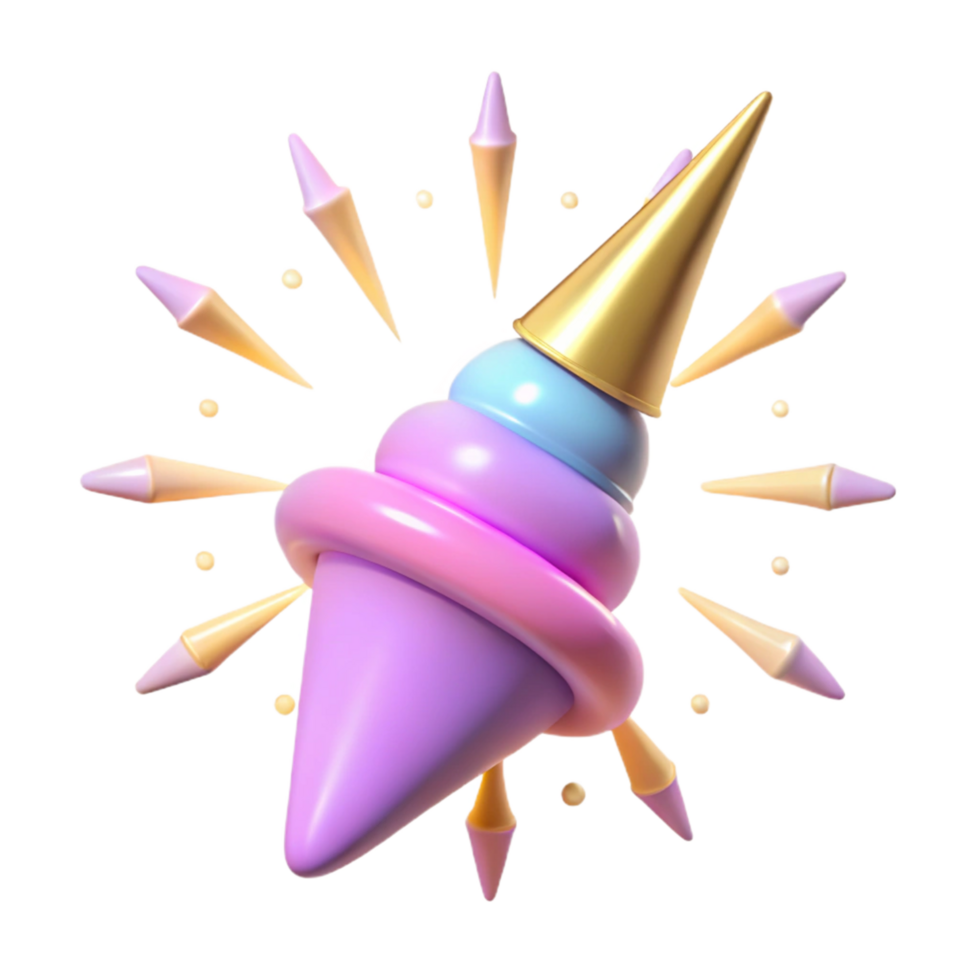 Pastel Cone Burst 3D Render png