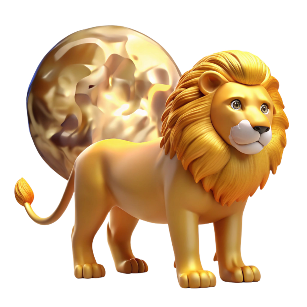 Golden Lion and Celestial Orb png