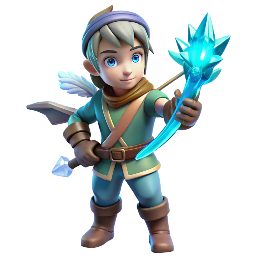 Fantasy Archer with Ice Bow png