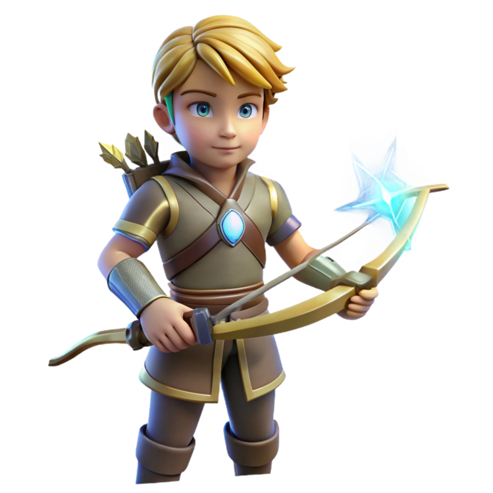 Boy Archer with Glowing Bow png