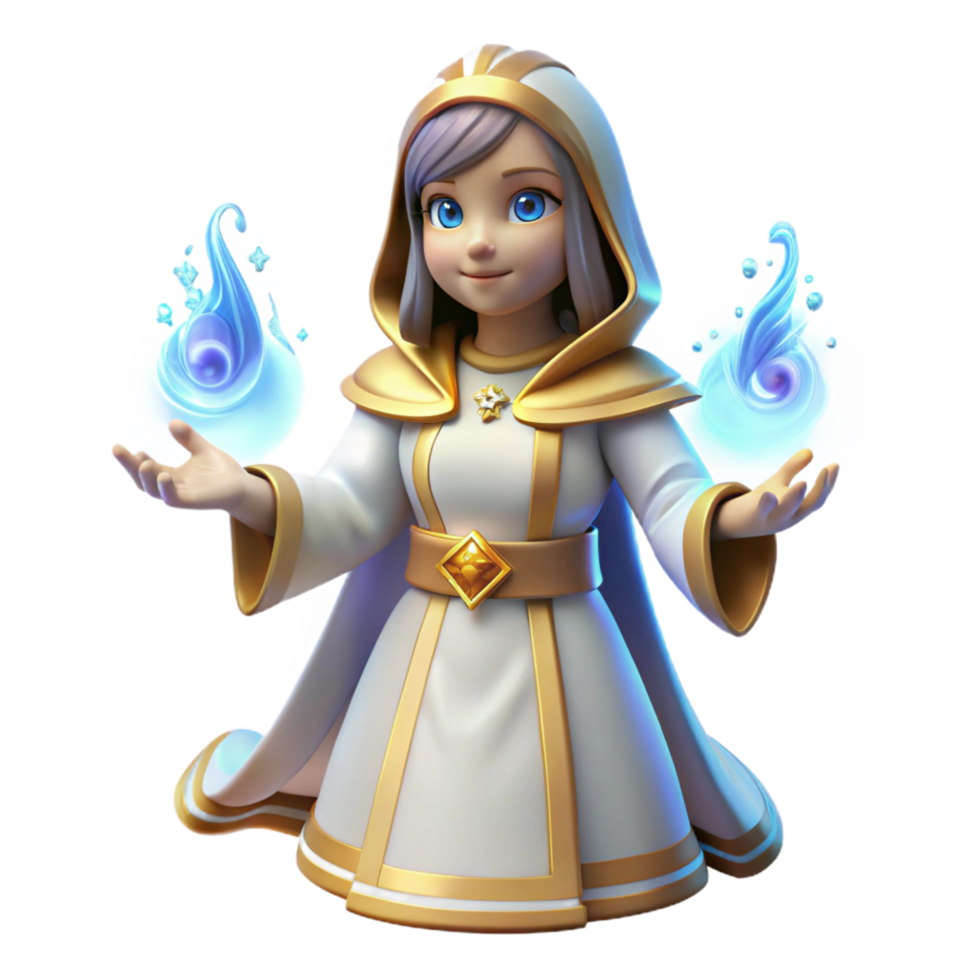 Young Mage with Blue Flames png