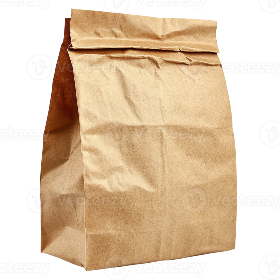 Brown Paper Bag on White on transparent background. png