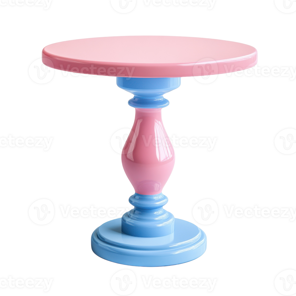 Pink Blue Round Table Top View on transparent background. png
