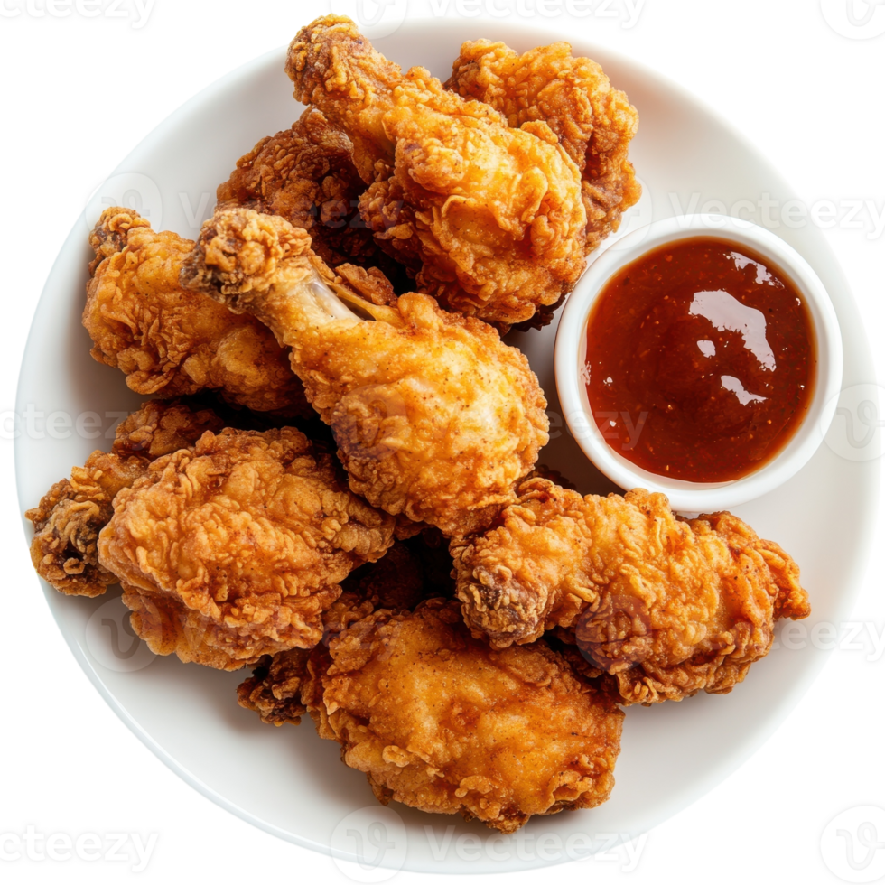 Crispy Fried Chicken Plate on transparent background. png