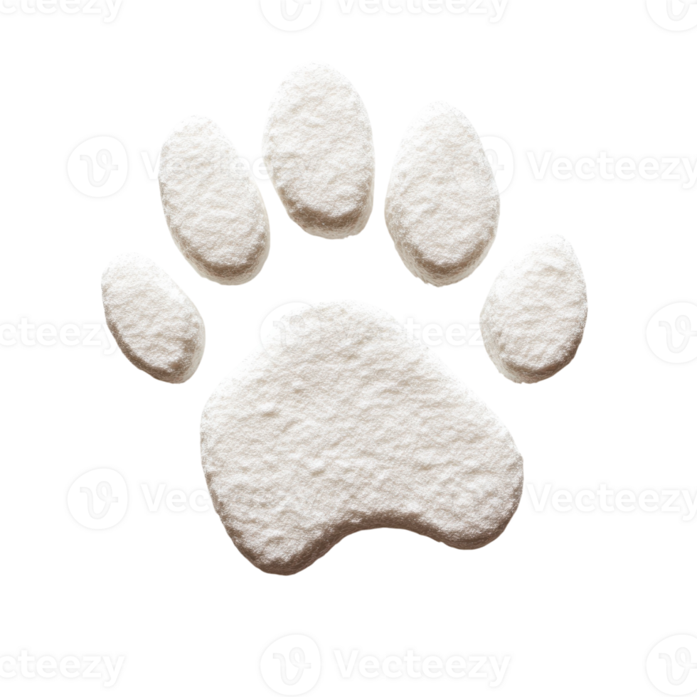 White Paw Print on White Background on transparent background. png