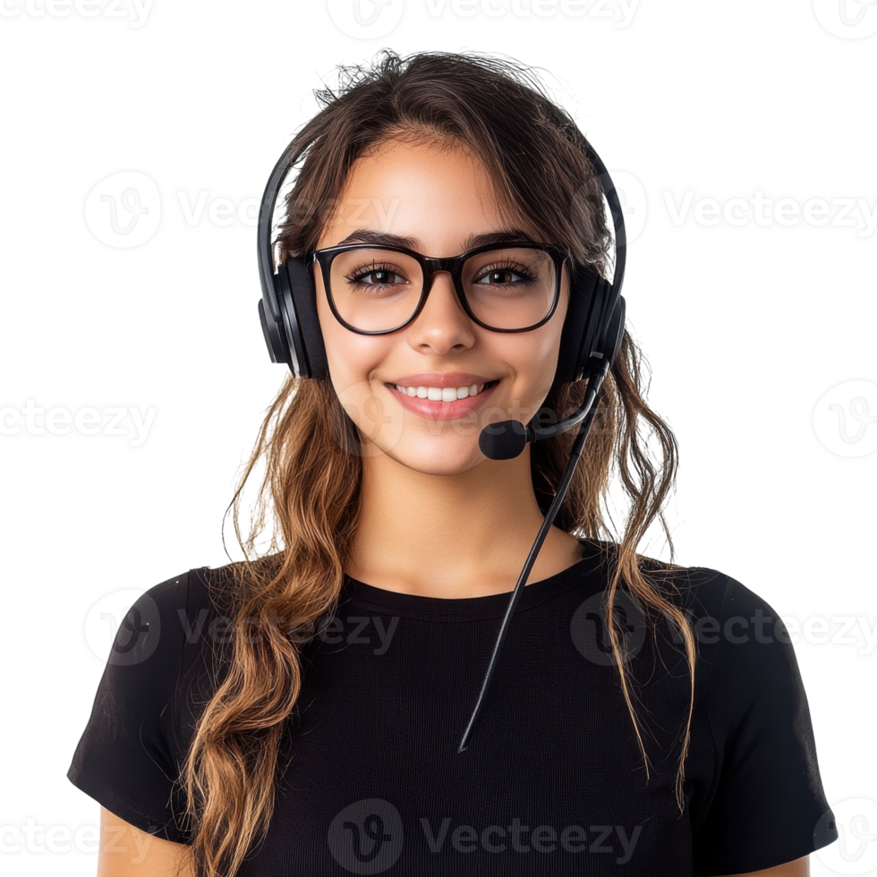 Call Center Agent Portrait on transparent background. png