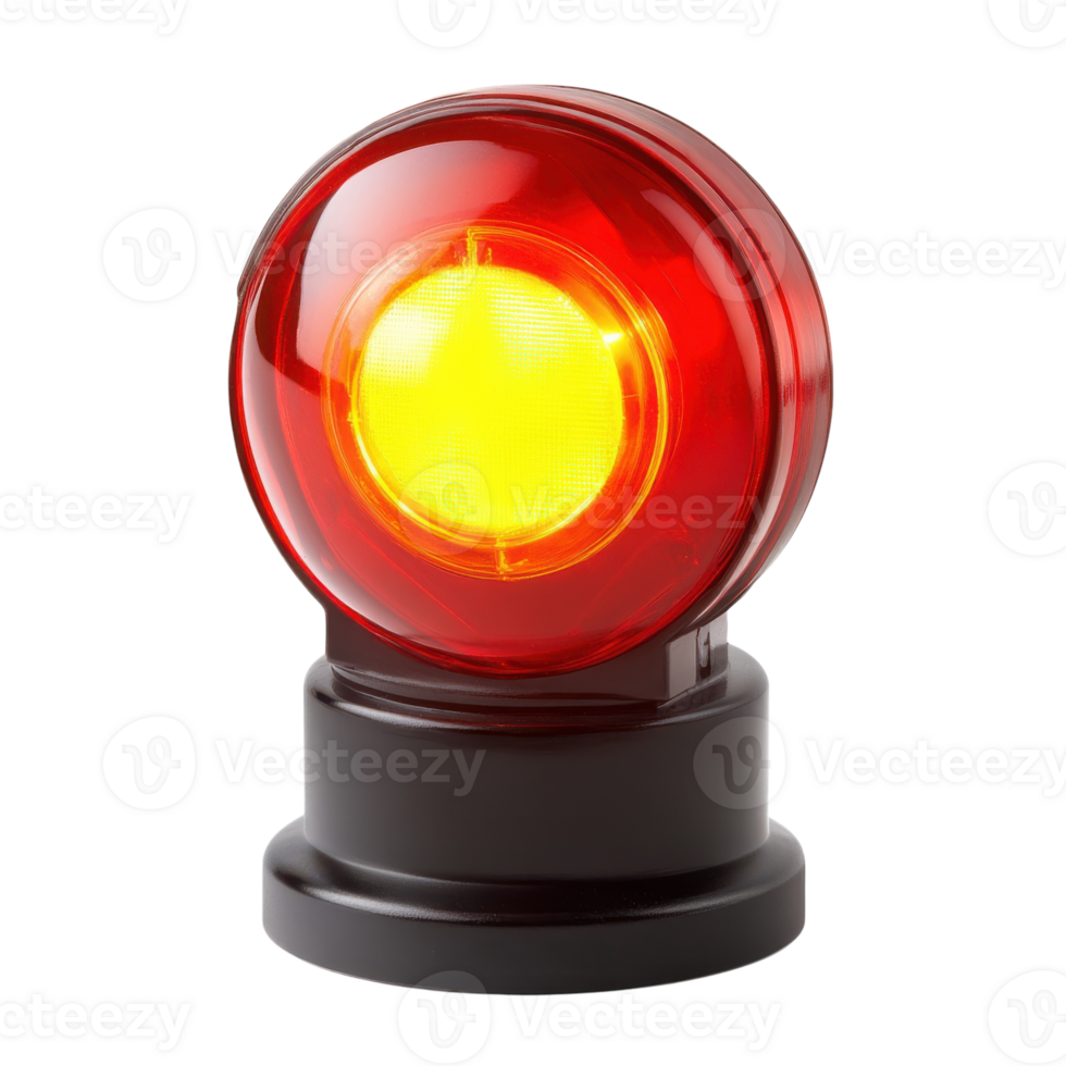 Bright Red Alert Indicator Light on transparent background. png