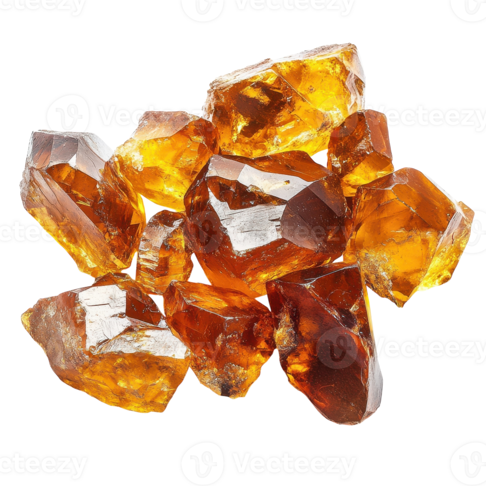 Amber Crystals on White on transparent background. png