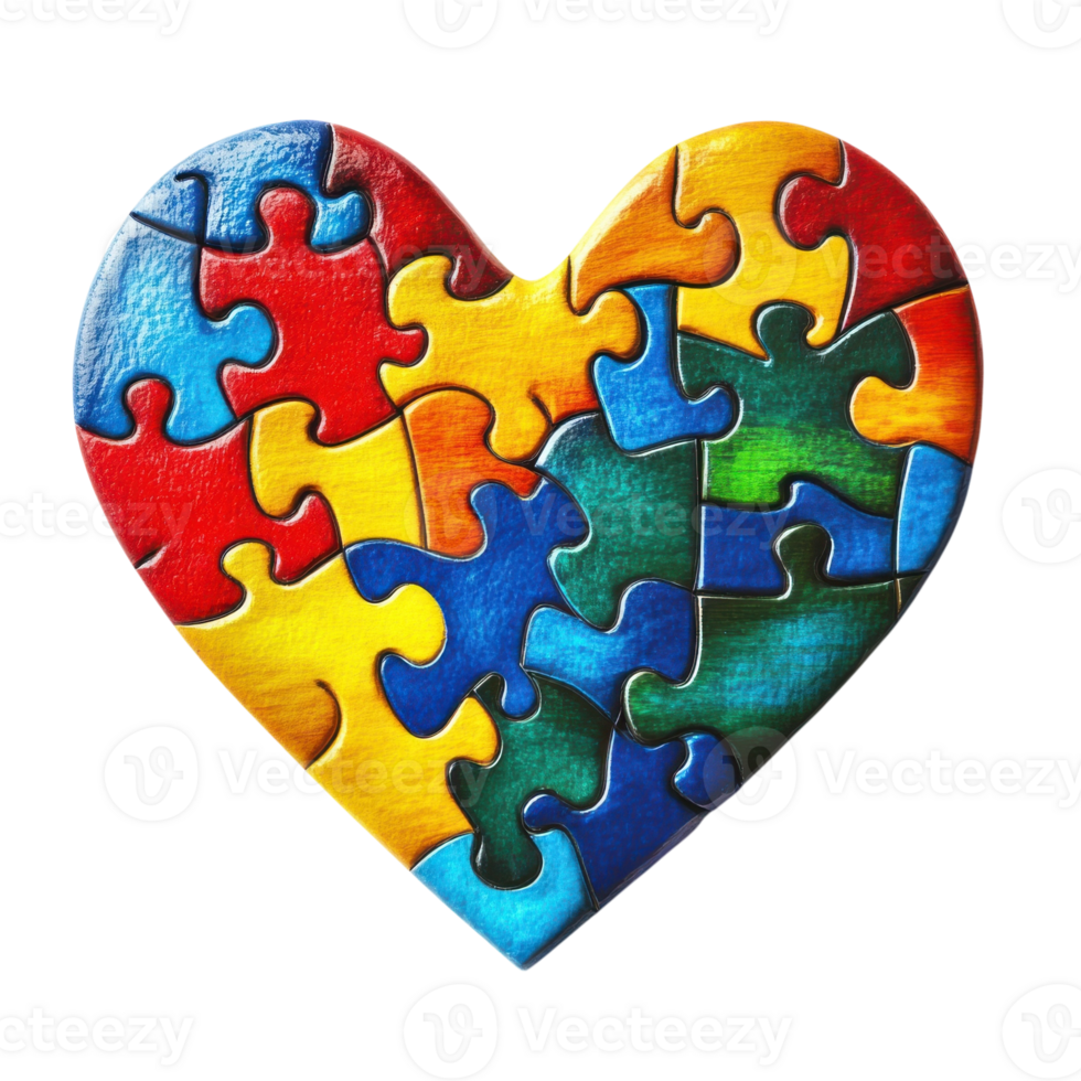 Autism Awareness Heart Image on transparent background. png