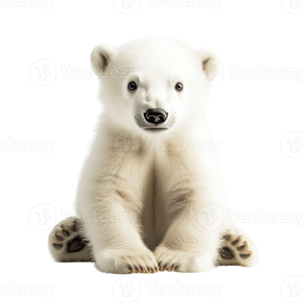 Adorable Baby Polar Bear Cub on transparent background. png