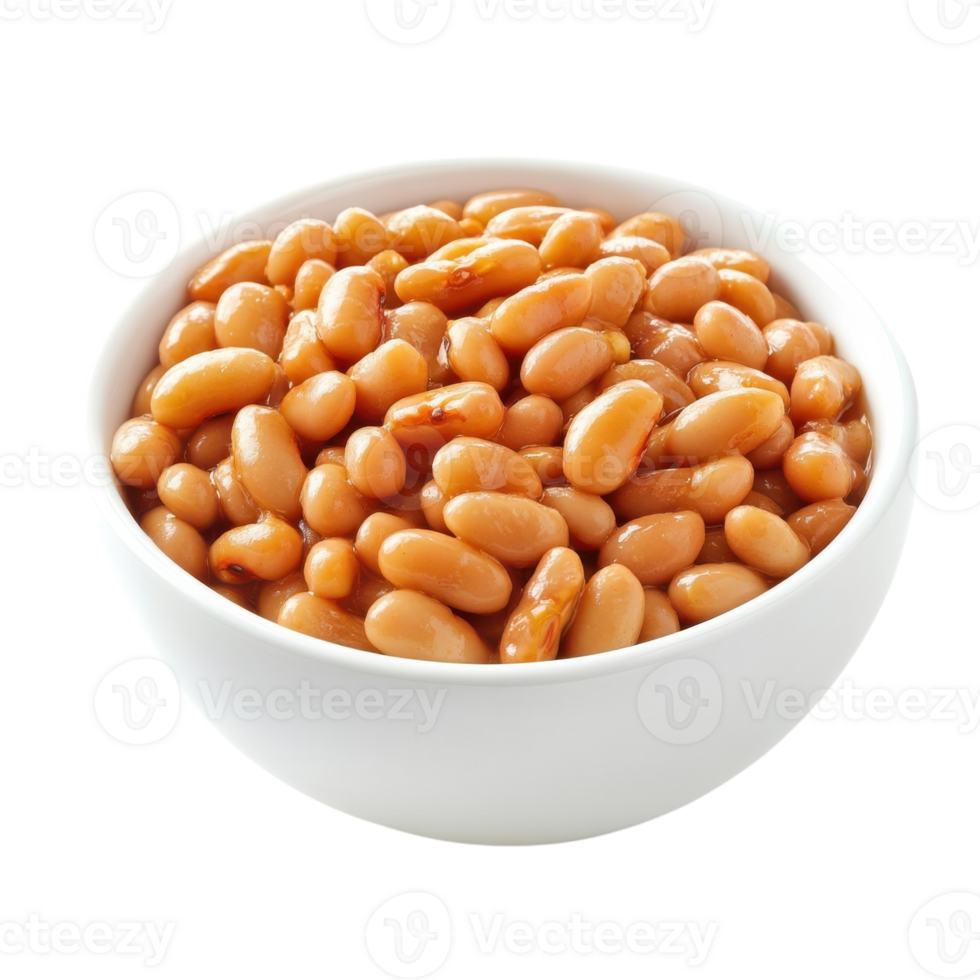Delicious Baked Beans in Bowl on transparent background. png