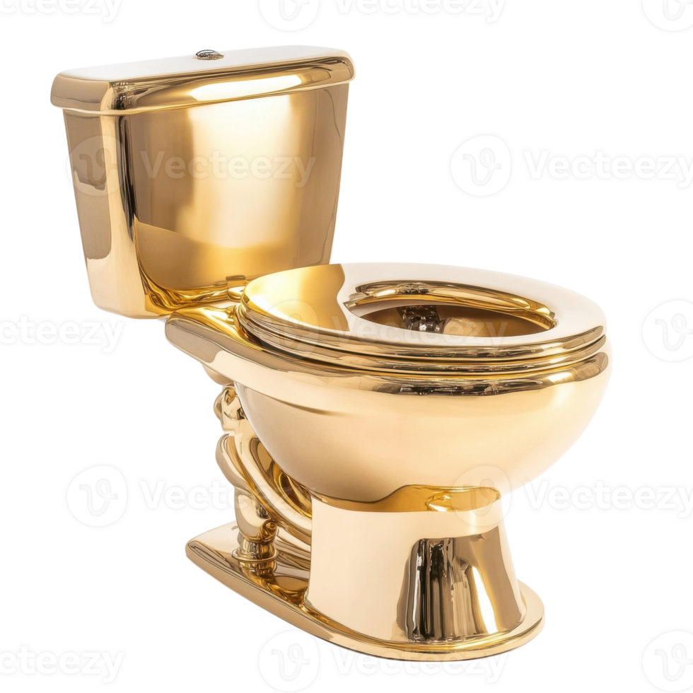 Luxury Gold Bathroom Commode on transparent background. png