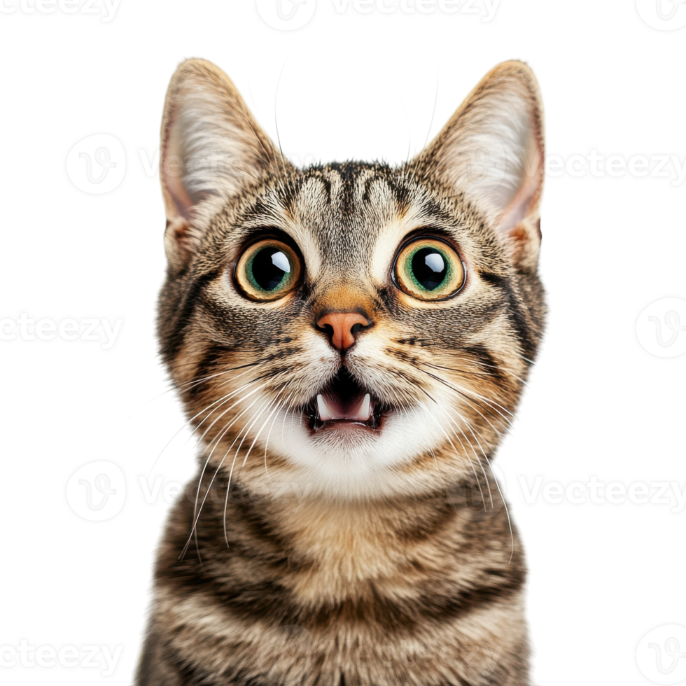 Surprised Cat White Background on transparent background. png