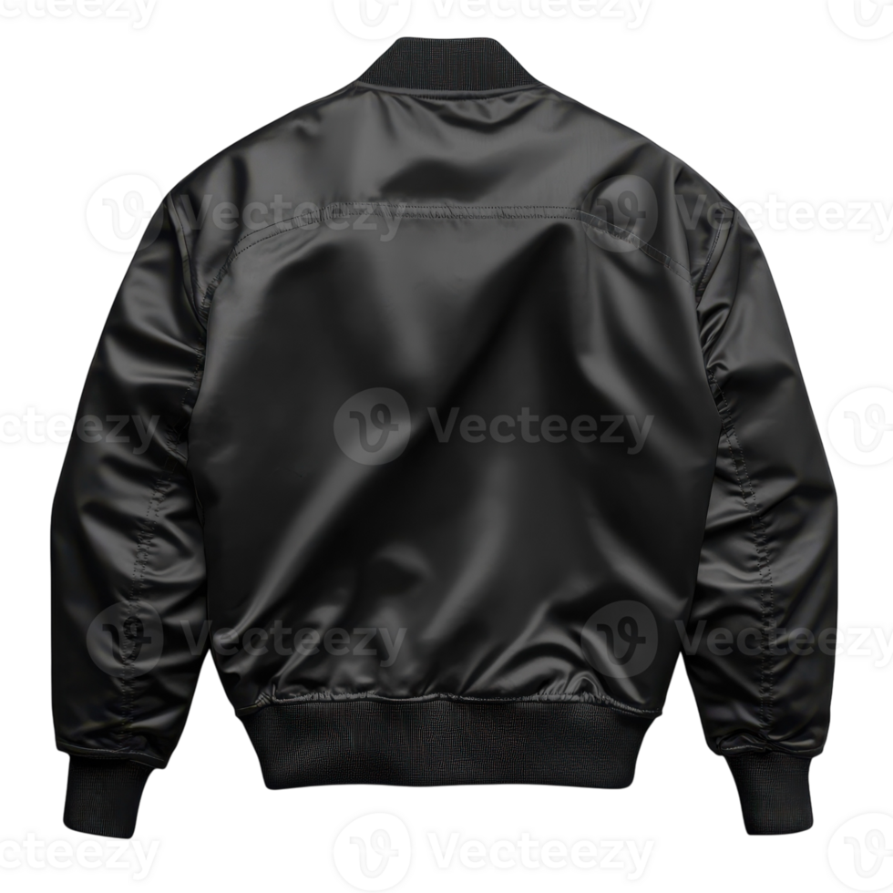 Black Jacket Back View Template on transparent background. png