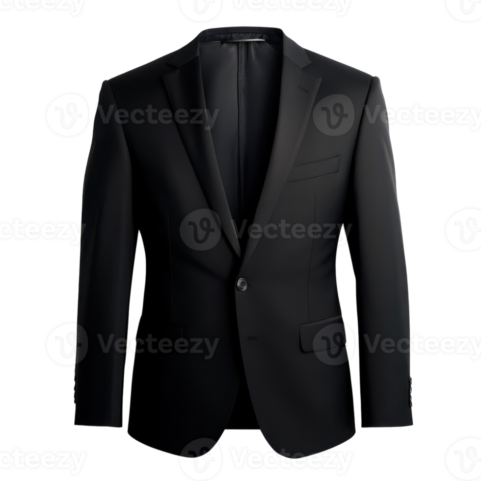 Elegant Black Suit Jacket on transparent background. png