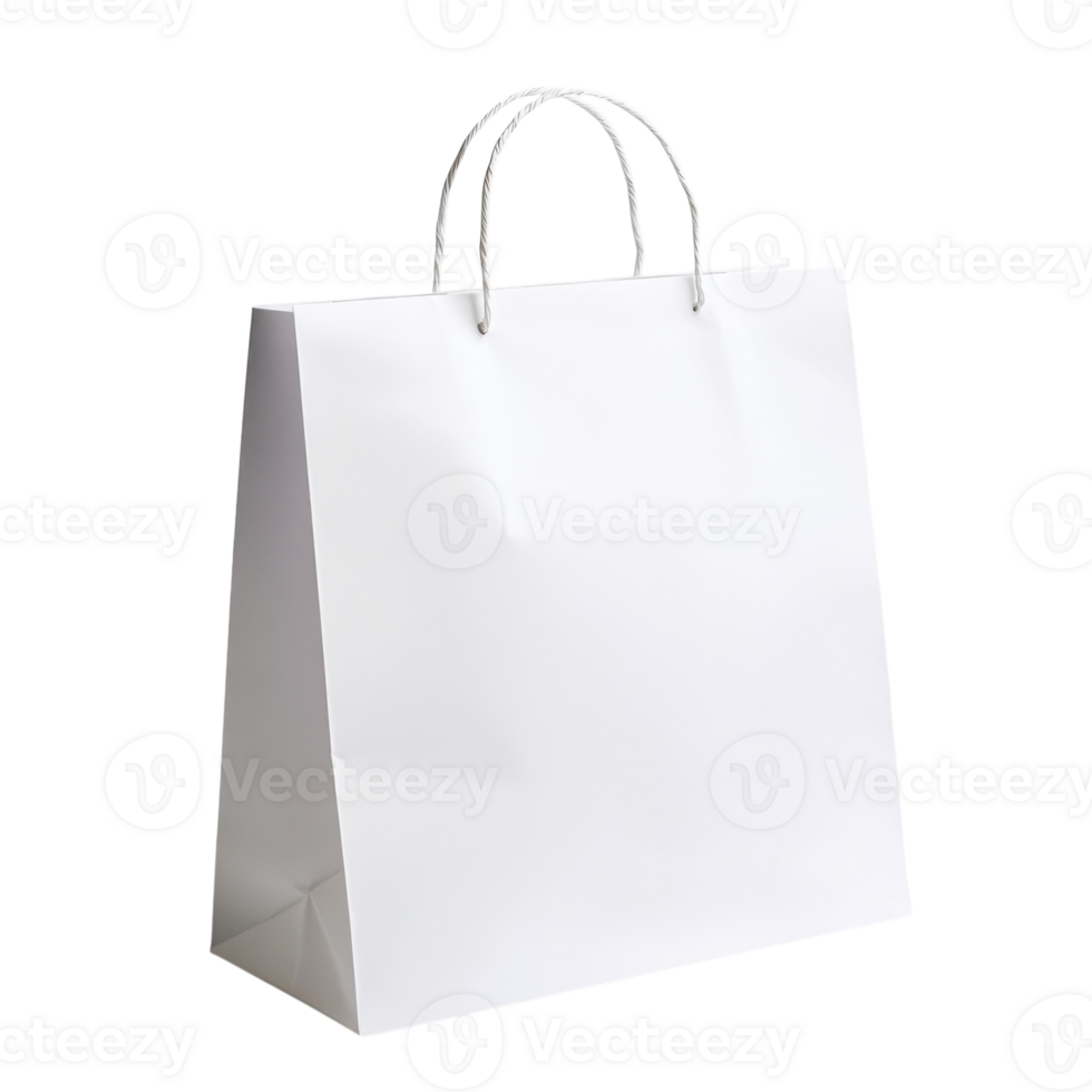 White Paper Bag Mockup on transparent background. png