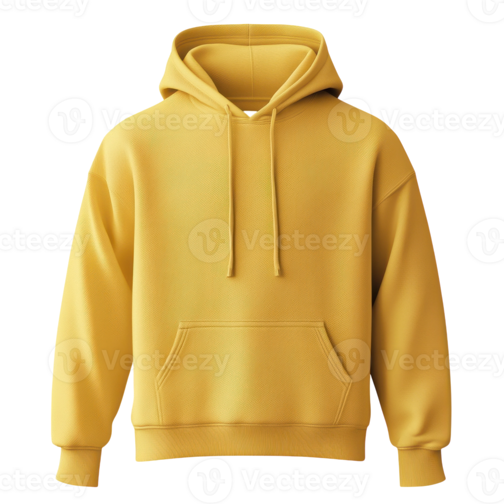Yellow Hoodie Mockup Front View on transparent background. png