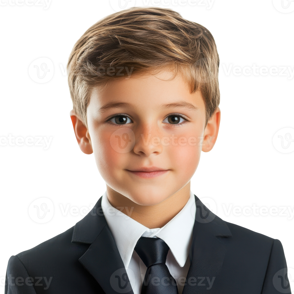 Portrait of Boy in Formal Wear on transparent background. png