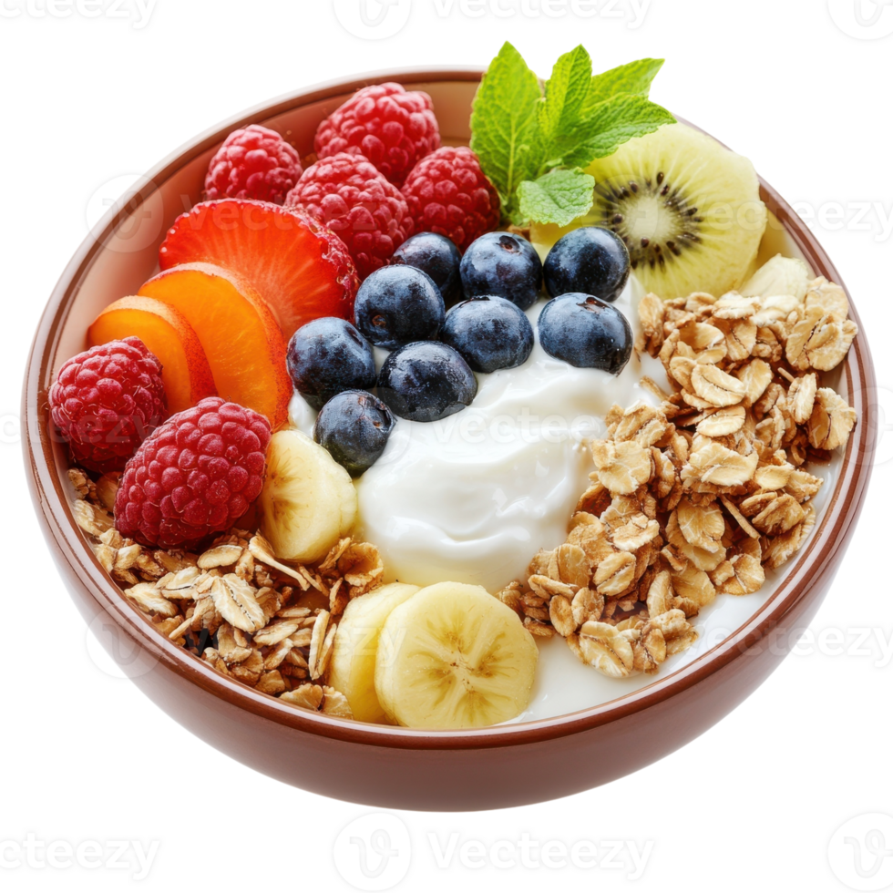 Yogurt Parfait with Berries on transparent background. png