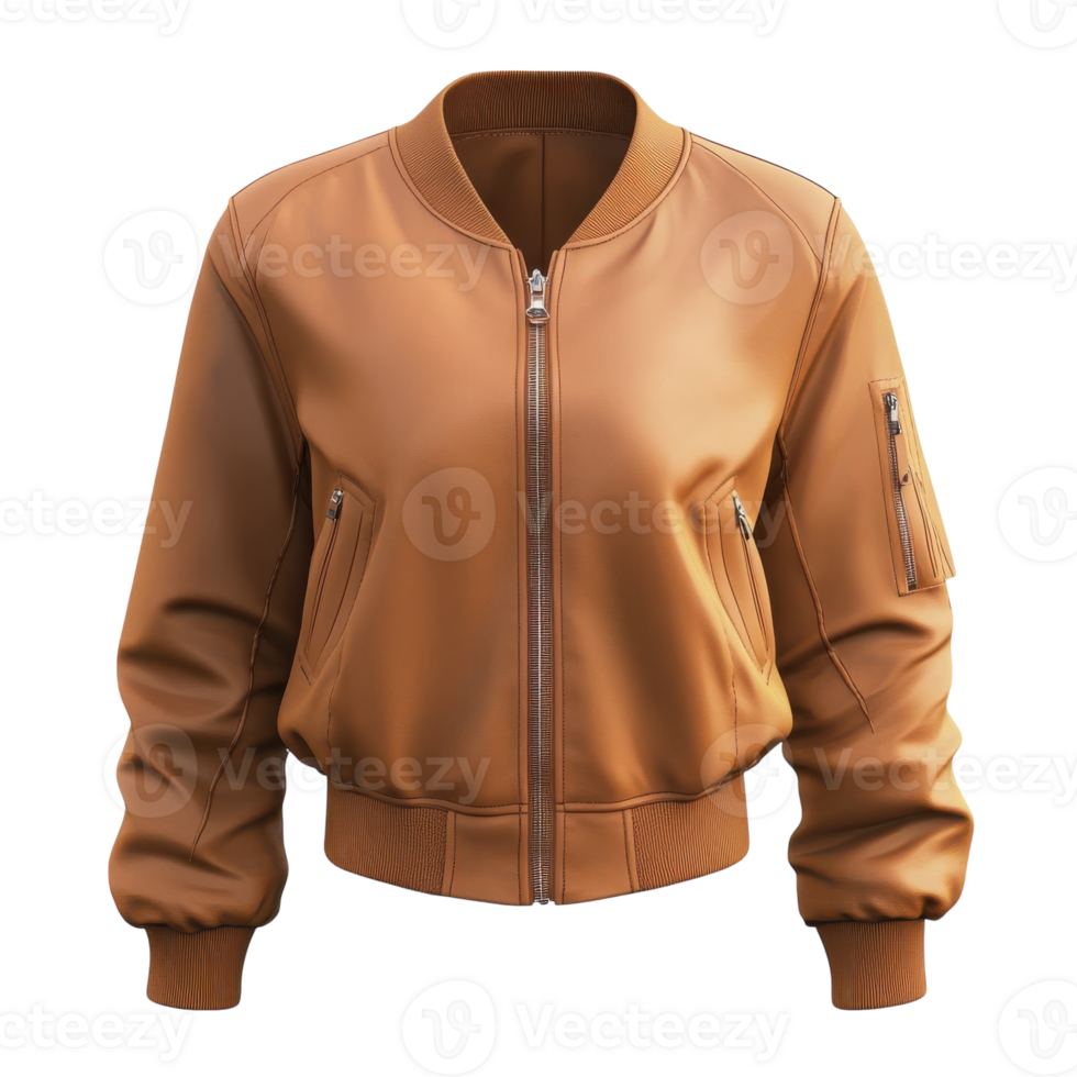 Brown Female Jacket White Background on transparent background. png