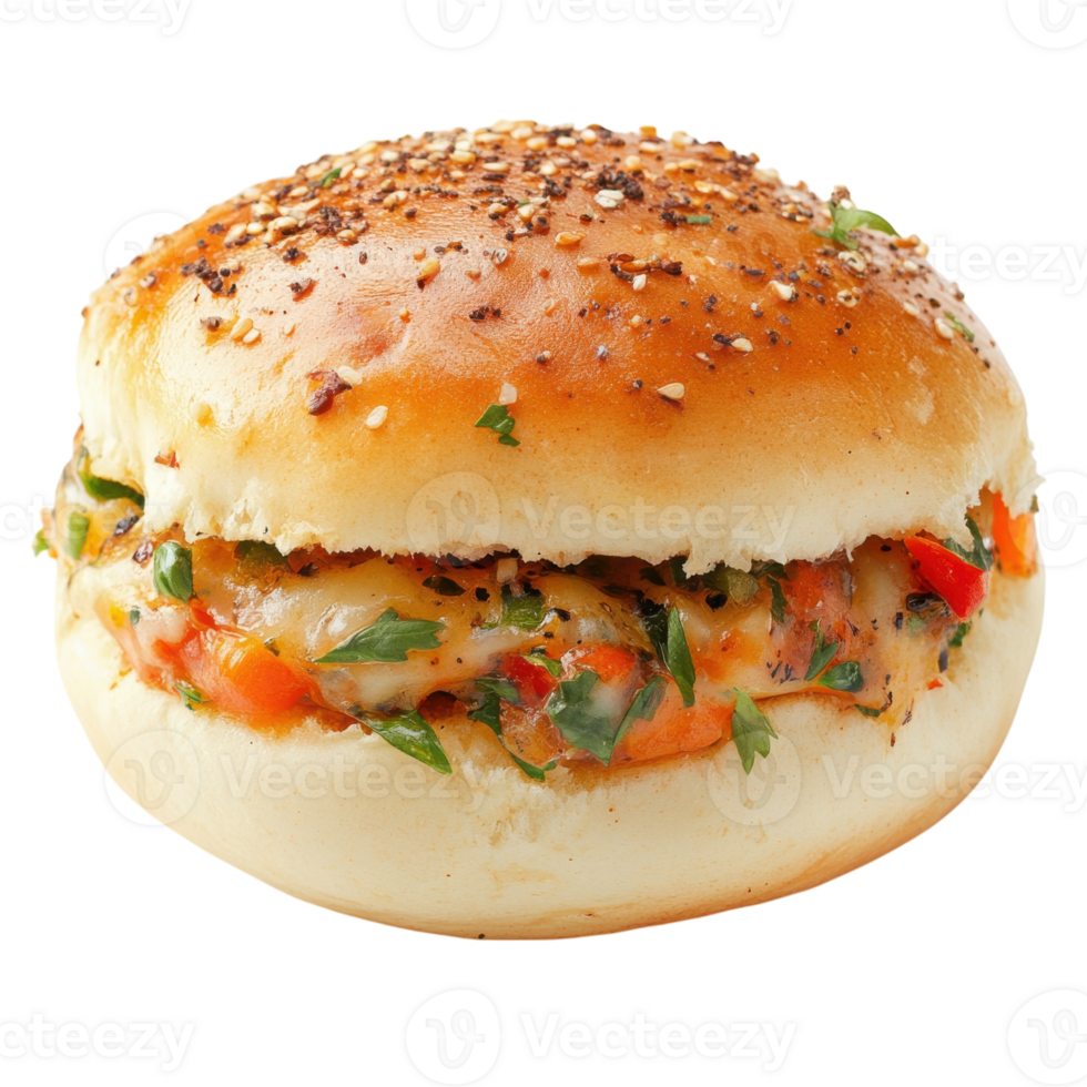Fresh Baked Bread Roll Close Up on transparent background. png