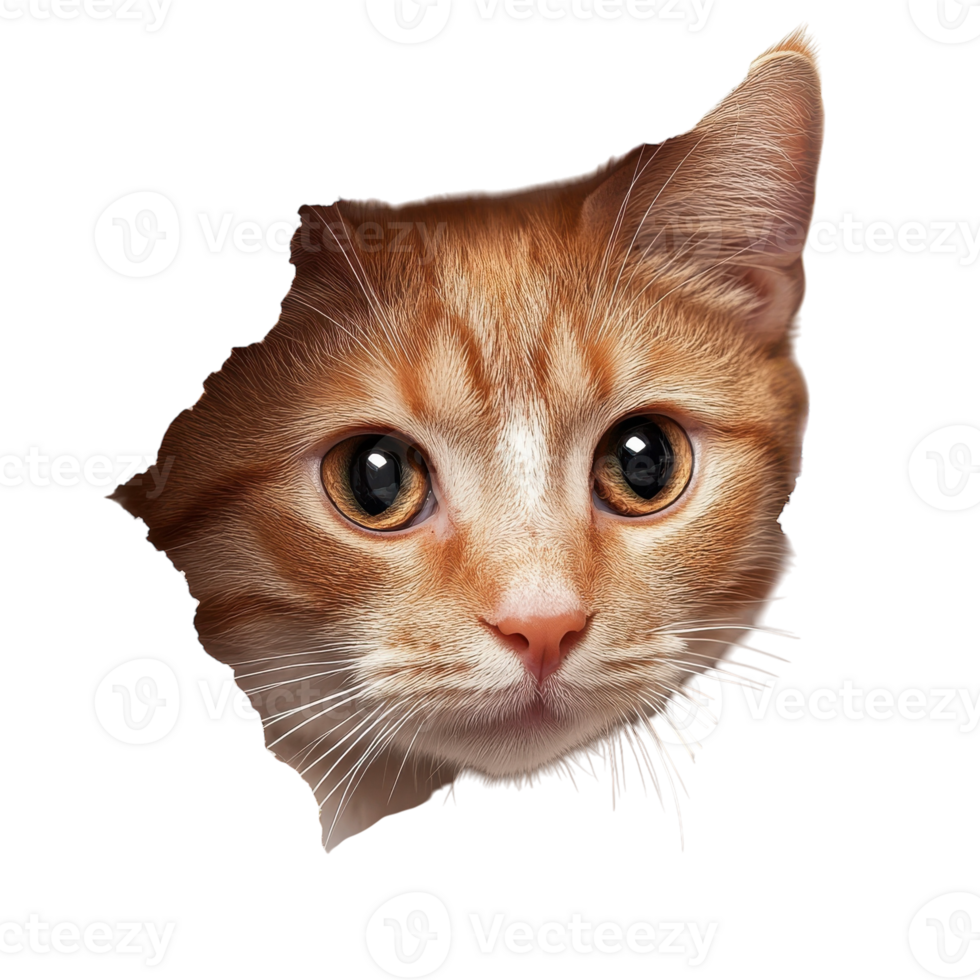 Curious Cat Peeking Through Hole on transparent background. png