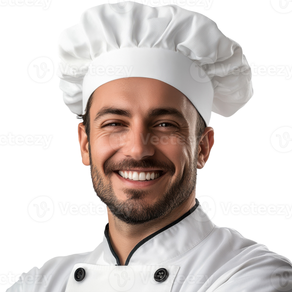 Smiling Chef Culinary Delight on transparent background. png