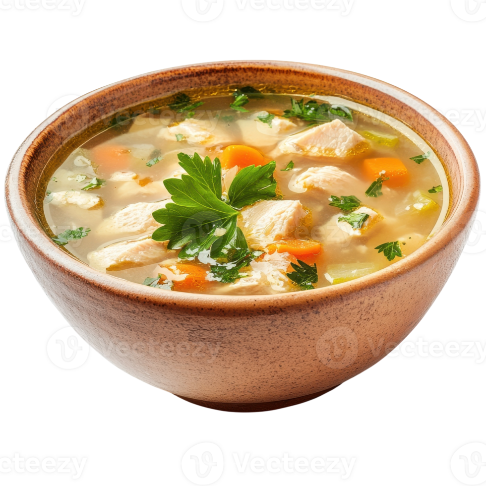 Chicken Soup Bowl White Background on transparent background. png