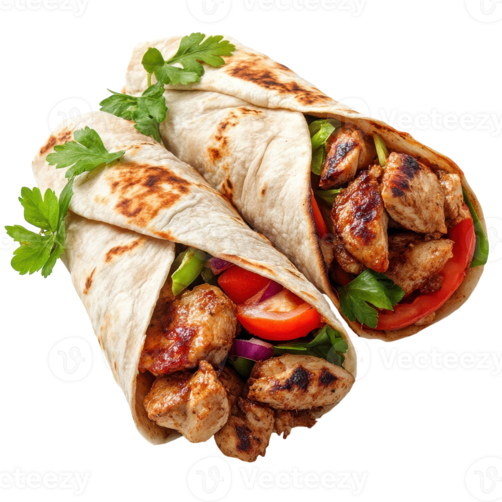 Delicious Chicken Shawarma Dish on transparent background. png