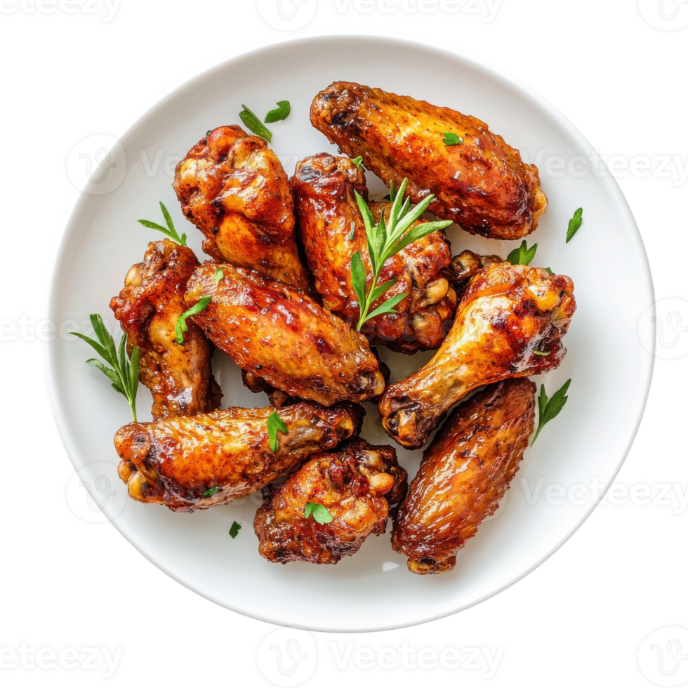 Delicious Crispy Chicken Wings on transparent background. png