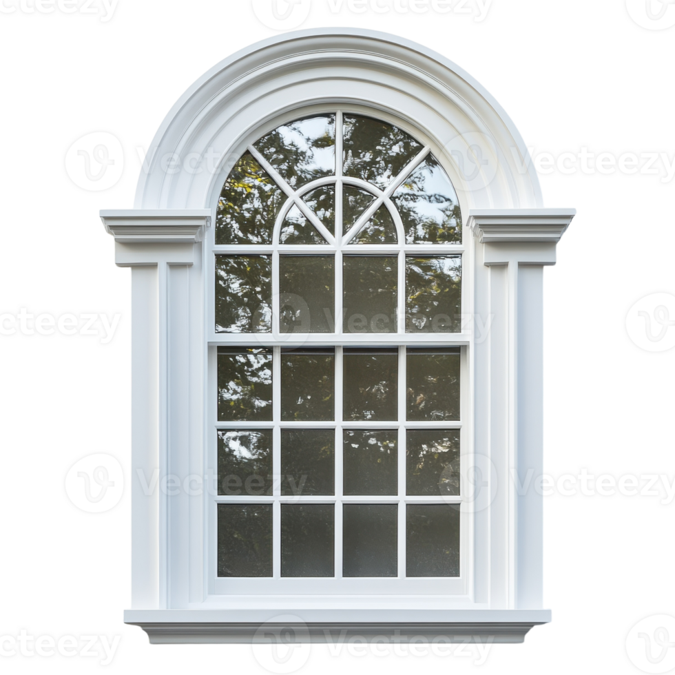 Colonial Window Design White on transparent background. png
