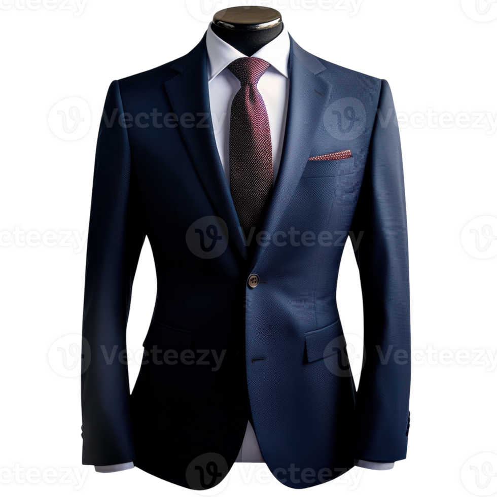 Classic Navy Suit on White on transparent background. png