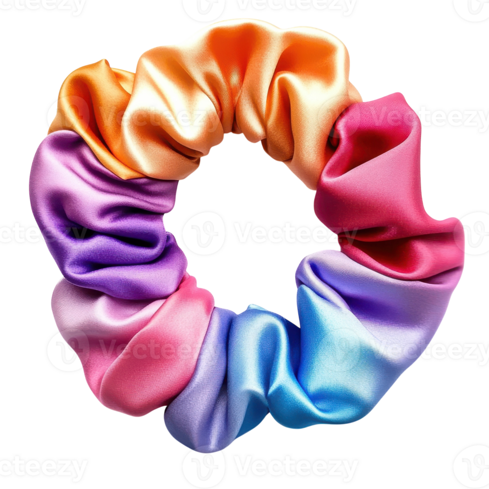 Colorful Hair Scrunchie on White on transparent background. png