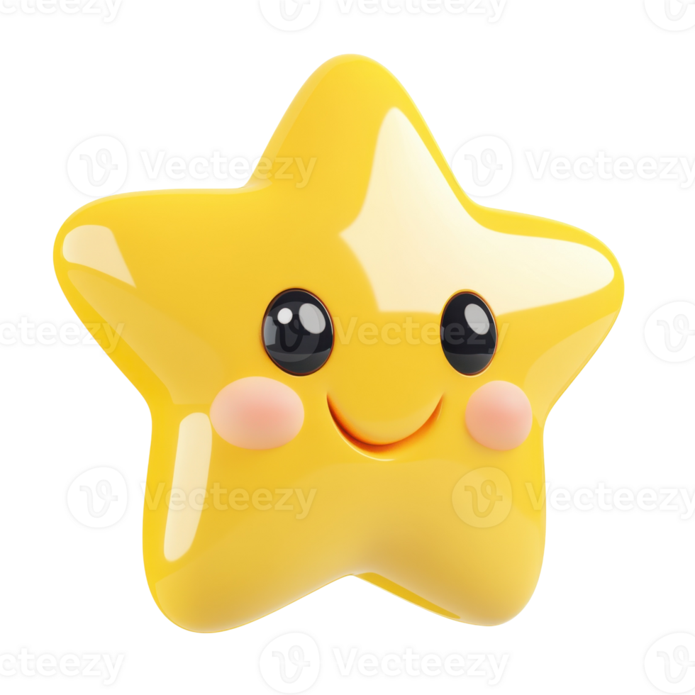 Smiling Star White Background on transparent background. png