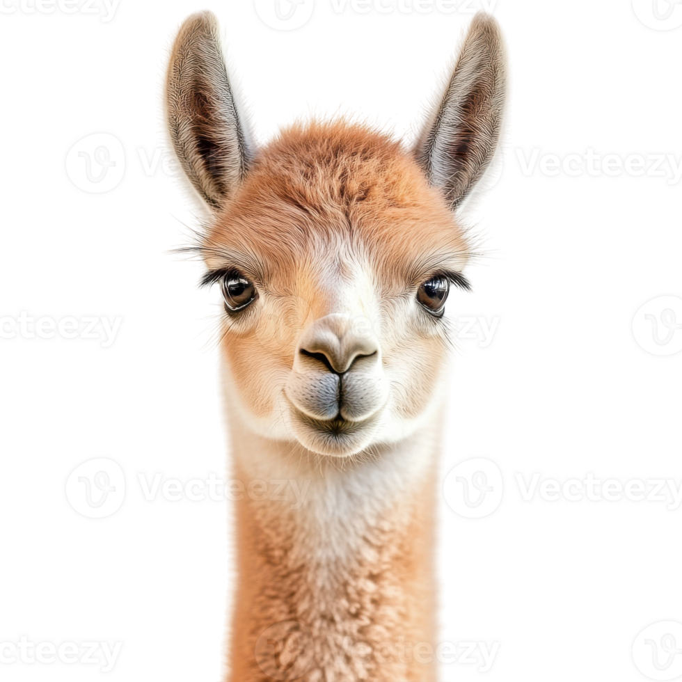 Adorable Baby Llama White Background on transparent background. png
