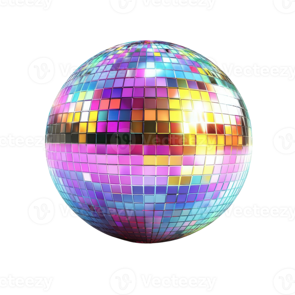 Disco Ball on White Background on transparent background. png