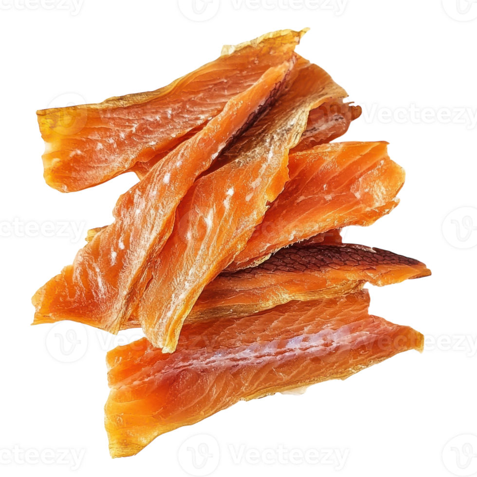 Delicious Jerked Salmon Slices on transparent background. png