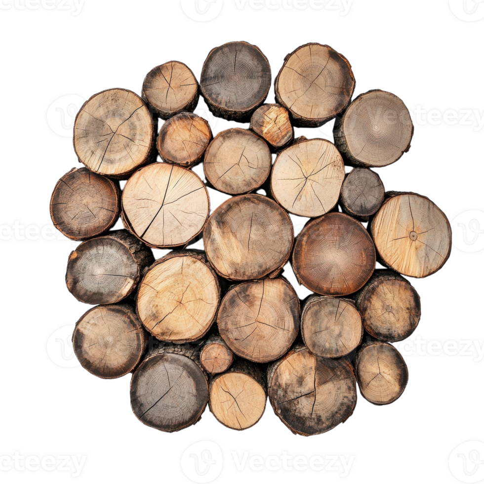 Rustic Firewood Stack Background on transparent background. png