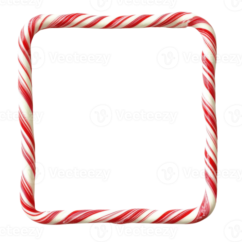 Candy Cane Frame Holiday Sweets on transparent background. png