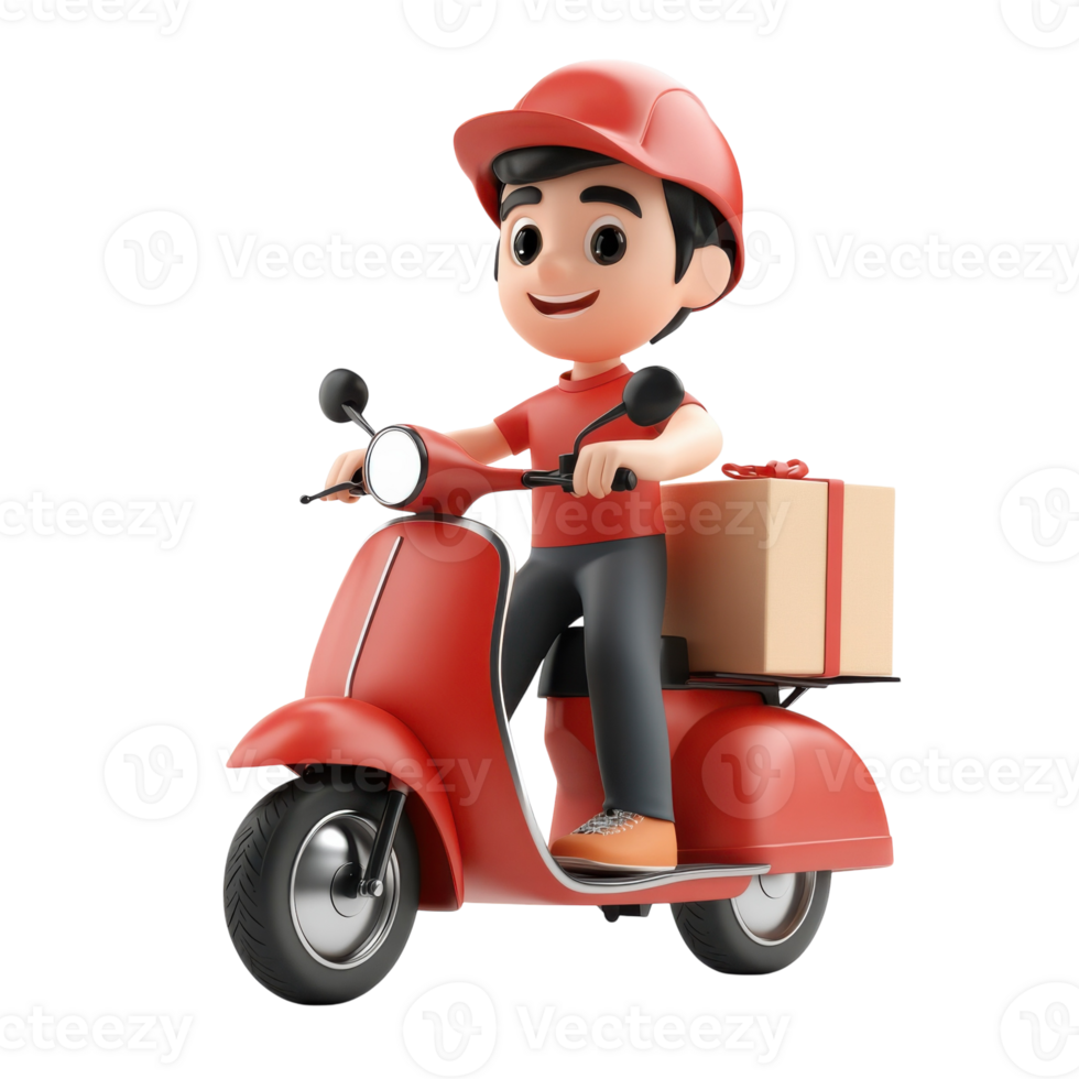 Delivery Man Package Service on transparent background. png