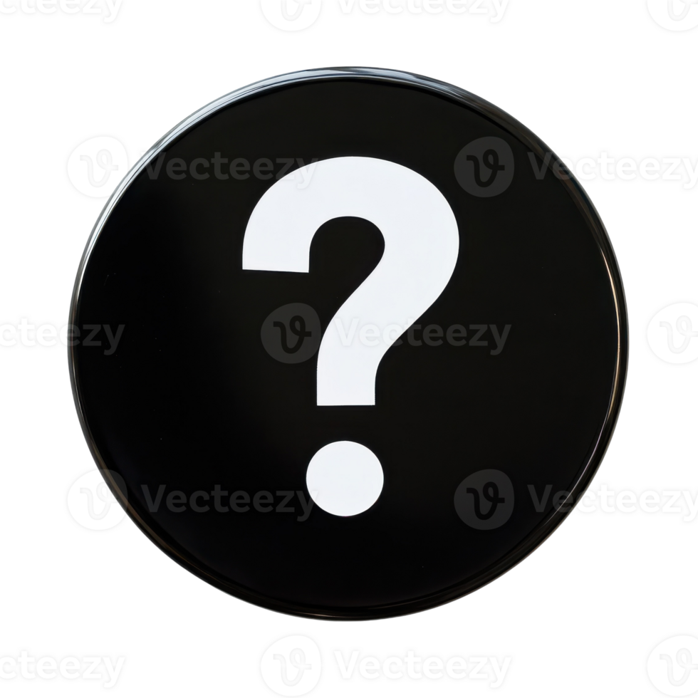 Question Mark Black Circle Image on transparent background. png