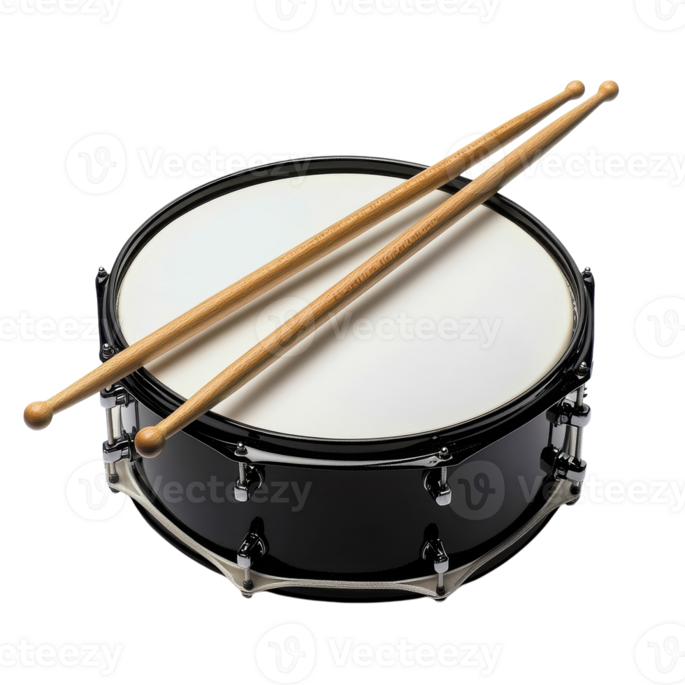 Black Drum Kit with Sticks on transparent background. png