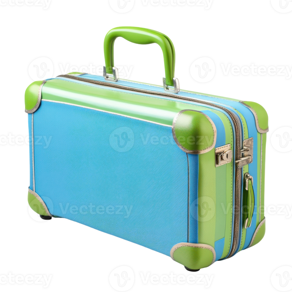 Blue Green Travel Suitcase on transparent background. png
