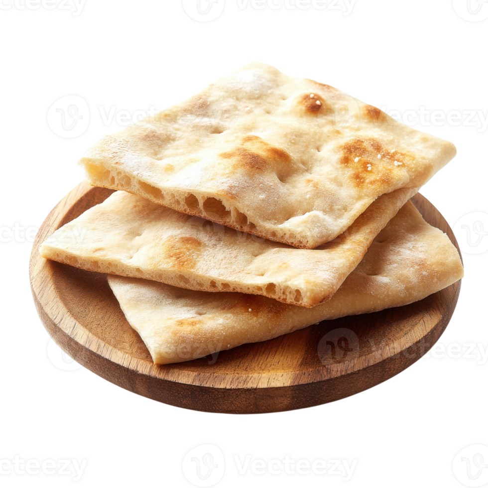 Artisan Bread on Rustic Plate on transparent background. png