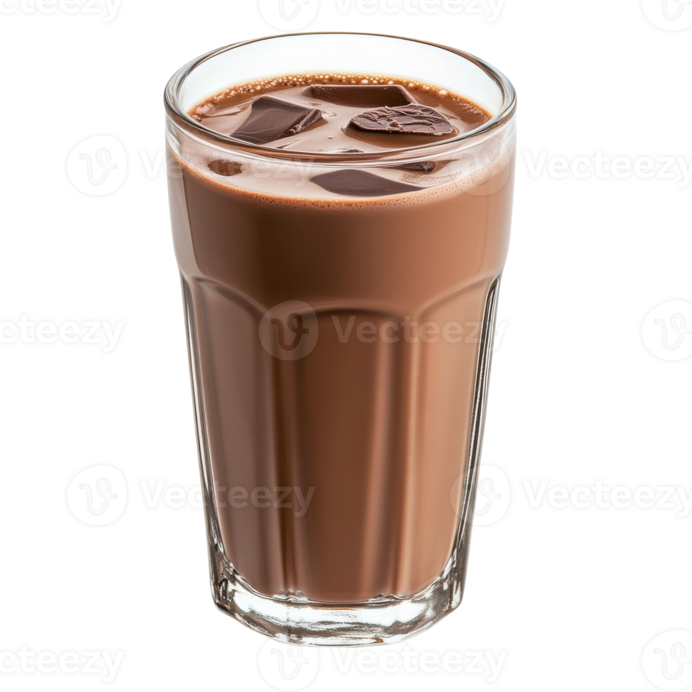 Chocolate Milk Glass White Background on transparent background. png